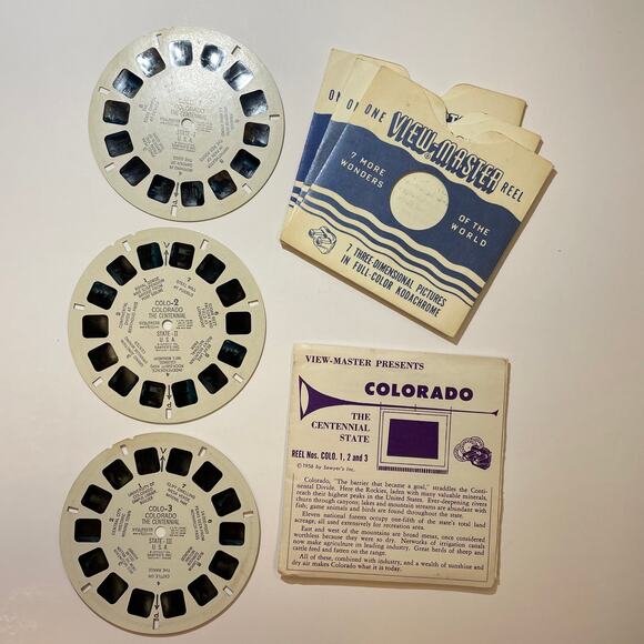 View-Master Sawyer's Colorado 3 reels and booklet COLO 1-3 - 1956 Viewmaster - Picture 1 of 9